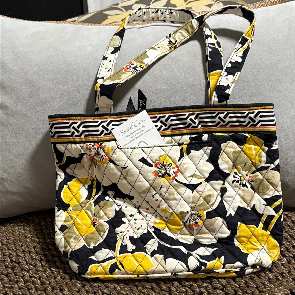 Vera Bradley Black and Yellow Floral Tote